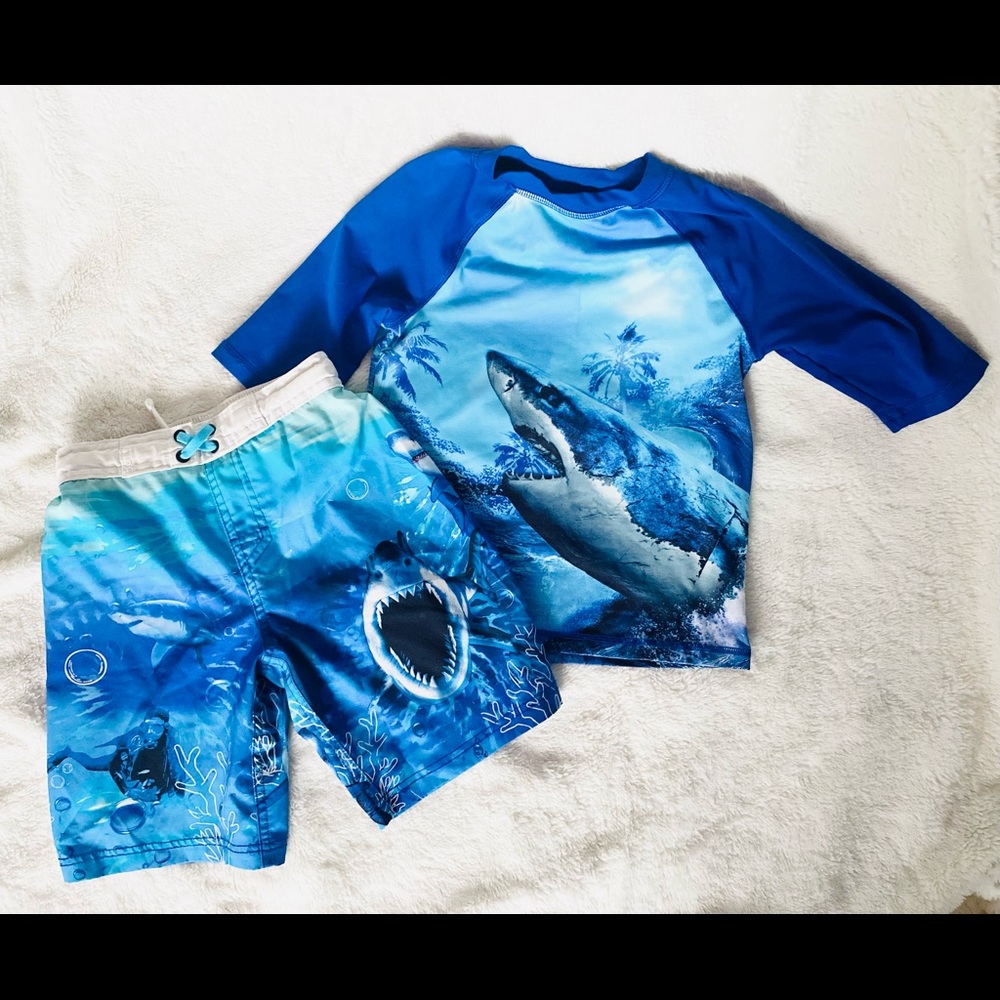 Shark Swim Shorts & Swim Shirt